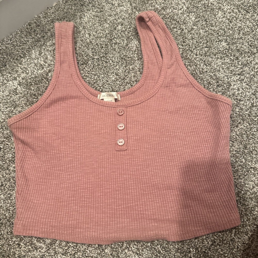 Forever 21 Pink Ribbed Sleeveless Crop Top